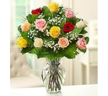 COLOURFUL ROSES ARRANGED