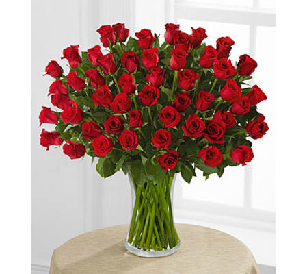 50 Red Roses in a Vase