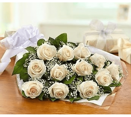 Perfectly wrapped white roses