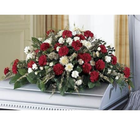 Red & White Casket Spray