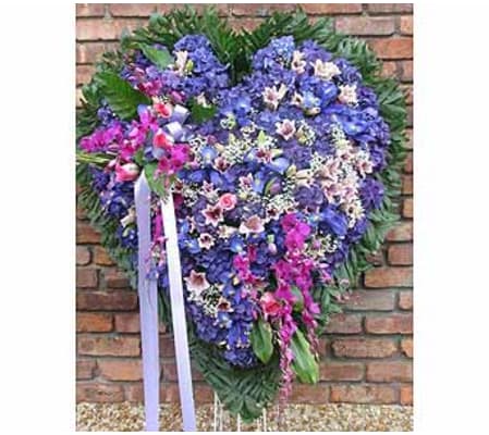 Solid Heart Blue Hydrangea, Blue Iris & Purple Orchids GF-H9
