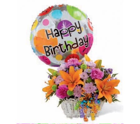 Happy blooms basket