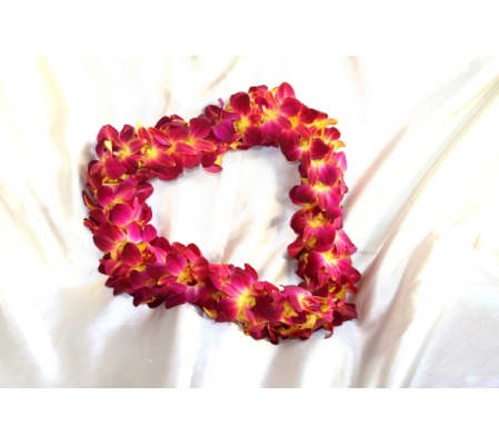 burgandya and yellow(usc color )orchid lei