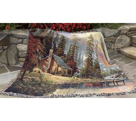 PEACEFUL RETREAT CABIN THOMAS KINKADE MEMORIAL THROW