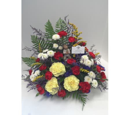 Fresh arrangement with a Keepsake Willow Tree Angel