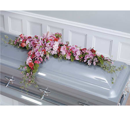 Pink and Magenta Cross Casket Spray