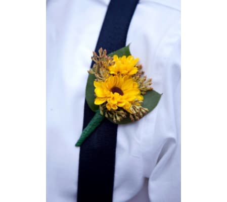 MINI SUNFLOWER BOUTONNIERE FOR LAPEL OR SUSPENDERS