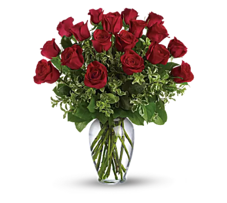 Red roses arranged