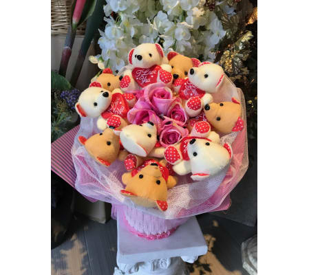 Supper Love You Teddy Bears Bouquet