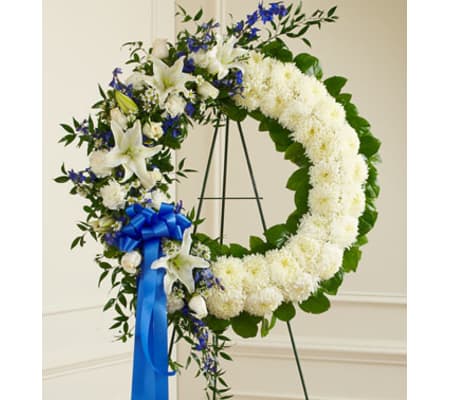 Blue and White Open Wreath