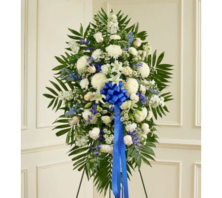 Blue and White Standing Spray