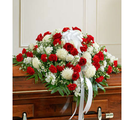 Red and White Casket Spary