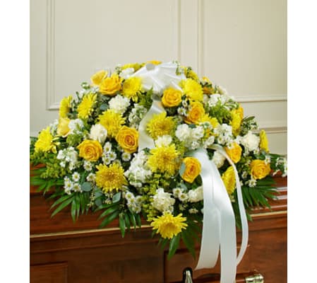Yellow and White Casket Spray