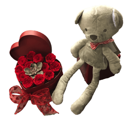 Preserved 12 Roses with Teddy