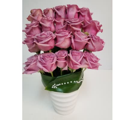 24 Roses In Modern Vase
