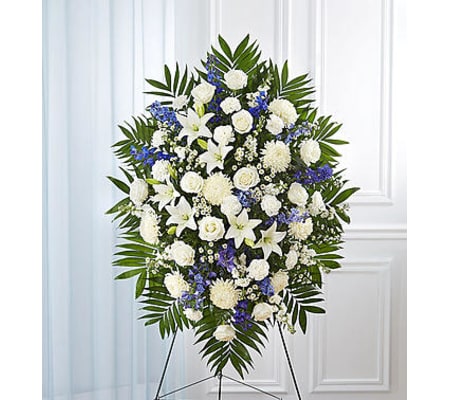 Blue & White Sympathy Standing Spray