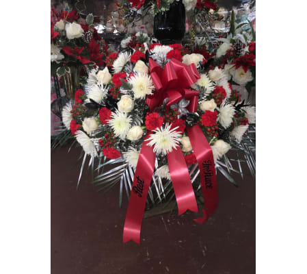 Casket Cover Red, White, Silver, Black