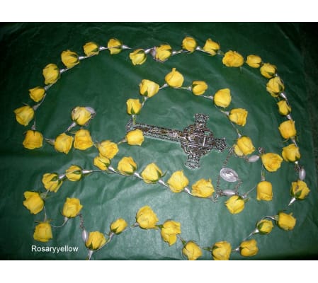 Yellow Rosary Real for Inside Casket