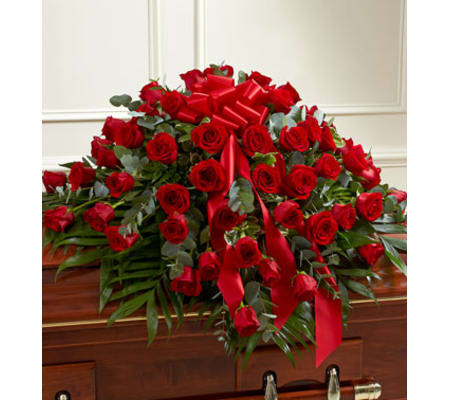 Half Casket Cover Red Rose