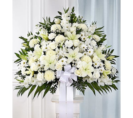 Heartfelt Sympathie Standing Basket- White