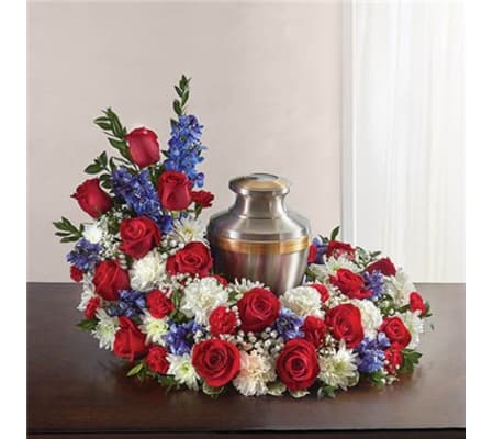 Cremation Wreath -Red, White and Blue