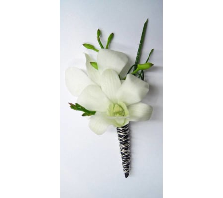White dendrobium boutonniere