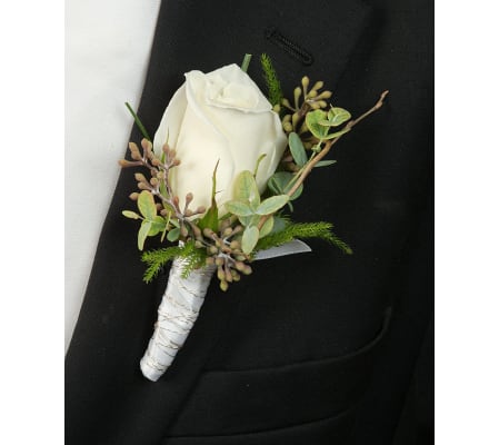 white rose boutonnierer