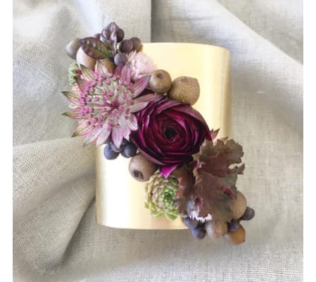flowers on gold cuff