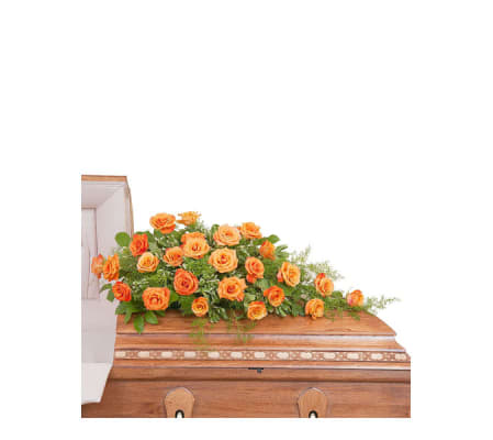 Orange Roses Casket Spray DW