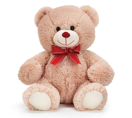 BEIGE BEAR WITH RED BOW
