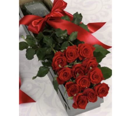 One Dozen Premium Red Roses Boxed