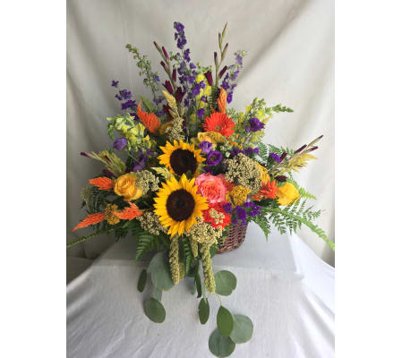 Colorful sympathy basket