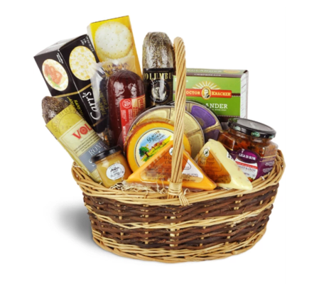 Premium Gourmet Meat & Cheese Basket by Lovingly