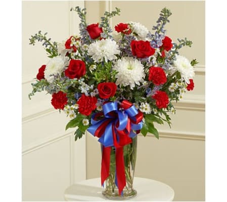 Red, White & Blue Large Sympathy Vase Arrangement