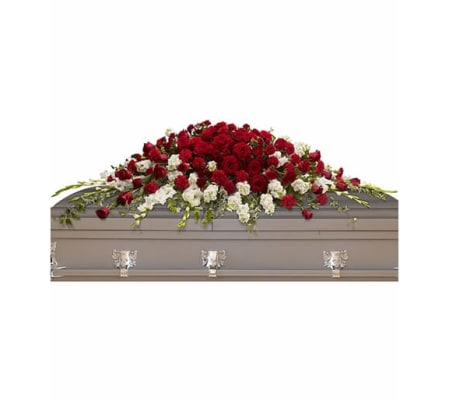 Red Rose And Snapdragon Casket Spray