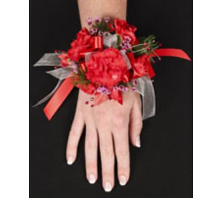 Crimson Carnation Wrist Corsage
