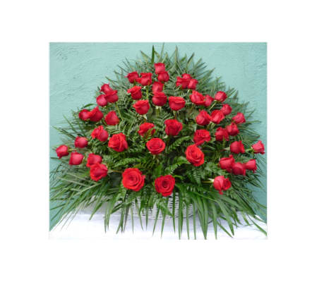 FLOOR WICKER BASKET- ALL RED ROSES