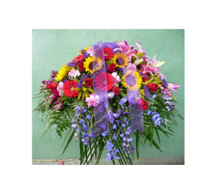 CASKET SPRAY- PINK, RED, YELLOW, AND PURPLE