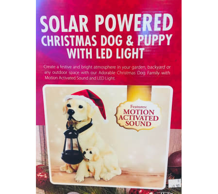 Adorable Christmas Dog & Puppy w. LED Light (Motion Activated)