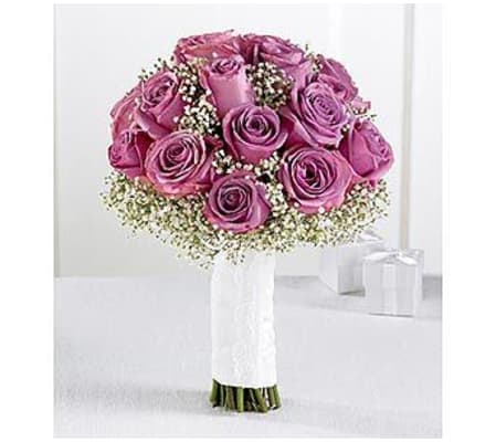 Lavender Rose & Gypsophila Bridal Bouquet