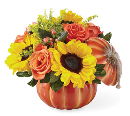 Fall Bountiful Ceramic Pumpkin