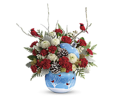 Cardinals In Snow Ornament