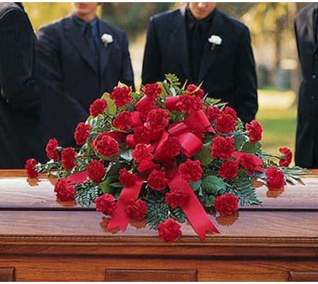 Red Regards Casket Spray