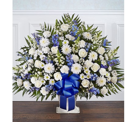 The Heartfelt Tribute Floor Basket - Blue and White XL