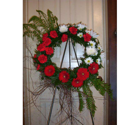 Red and White Wreath Spray