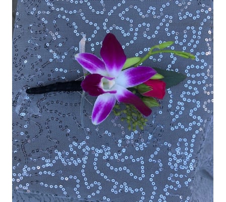 Prom Orchid and Rose Boutonniere