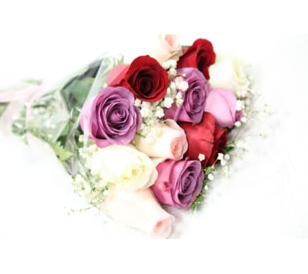 Mixed-Colour Roses Wrapped