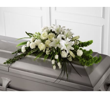 White and Green Half Casket Spray