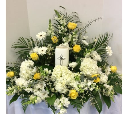 Yellow and White Urn Tribute Piece