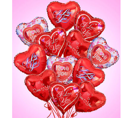 Dozen Love and Romance Mylar Arrangement
